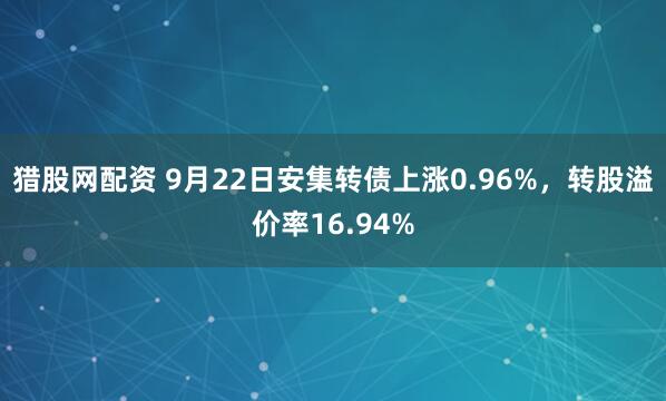 猎股网配资 9月22日安集转债上涨0.96%，转股溢价率16.94%