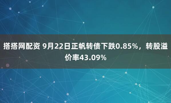 搭搭网配资 9月22日正帆转债下跌0.85%，转股溢价率43.09%